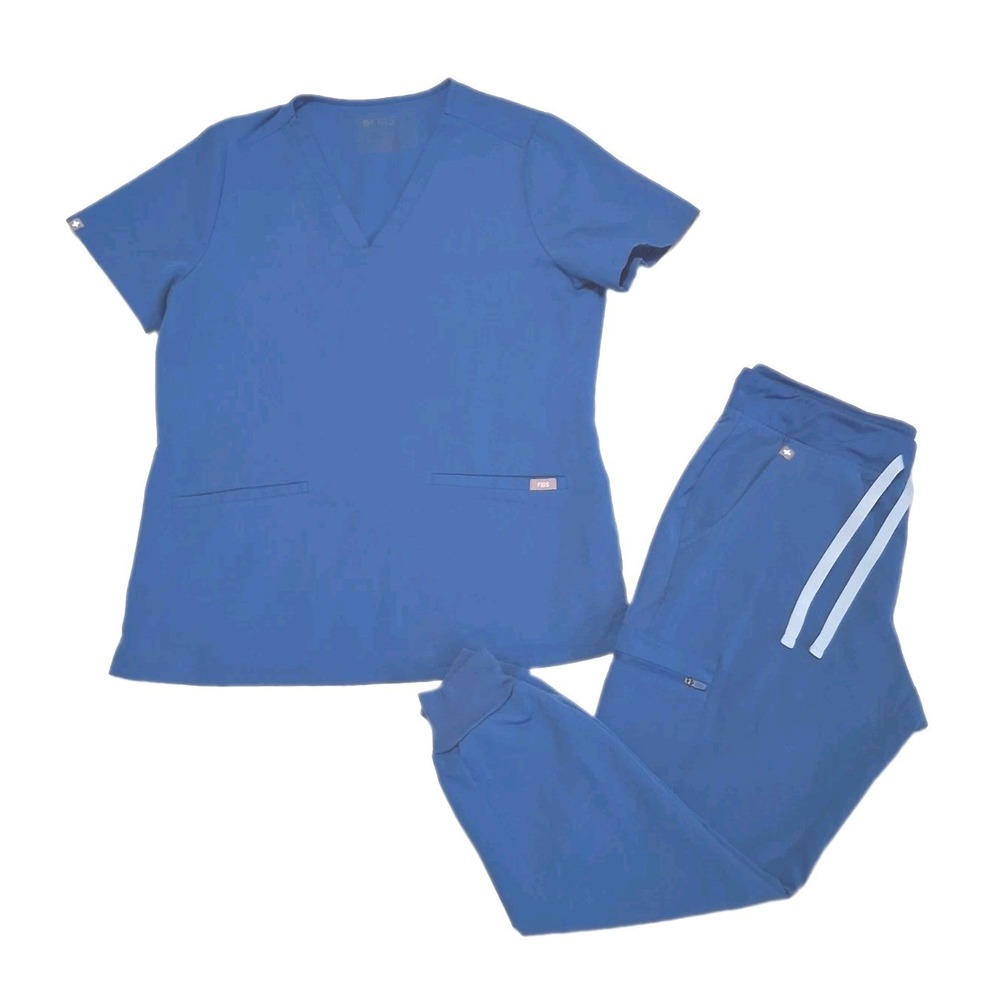 FIGS Womens Scrubs Set Top & Jogger Pants Royal Blue M/ MP Technical Collection